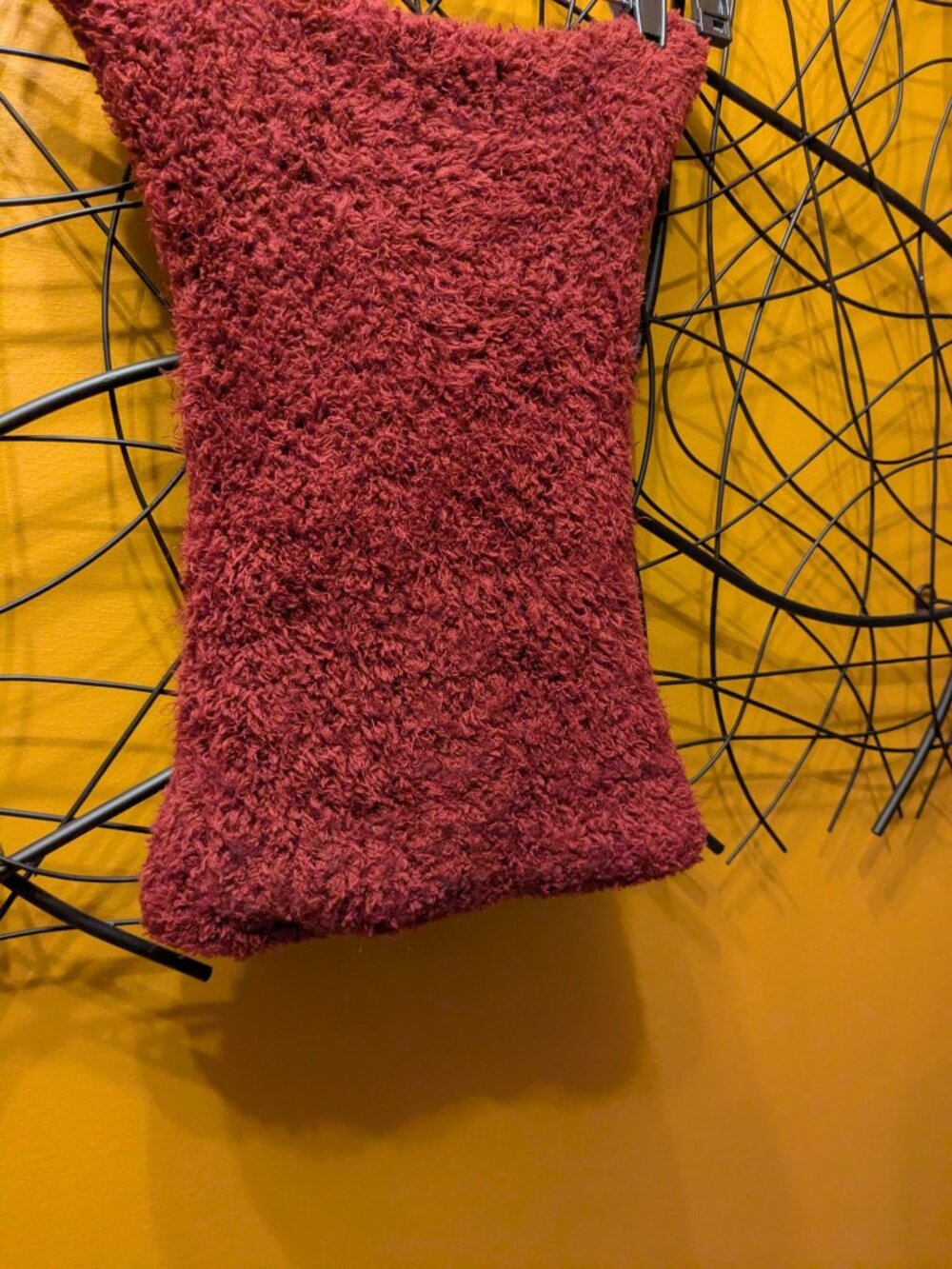Burgundy Fuzzy Knit Neck Warmer Winter Cowl